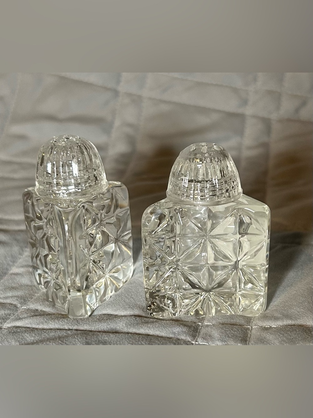 Cut Glass Salt and Pepper Shakers - Clear Crystal Look